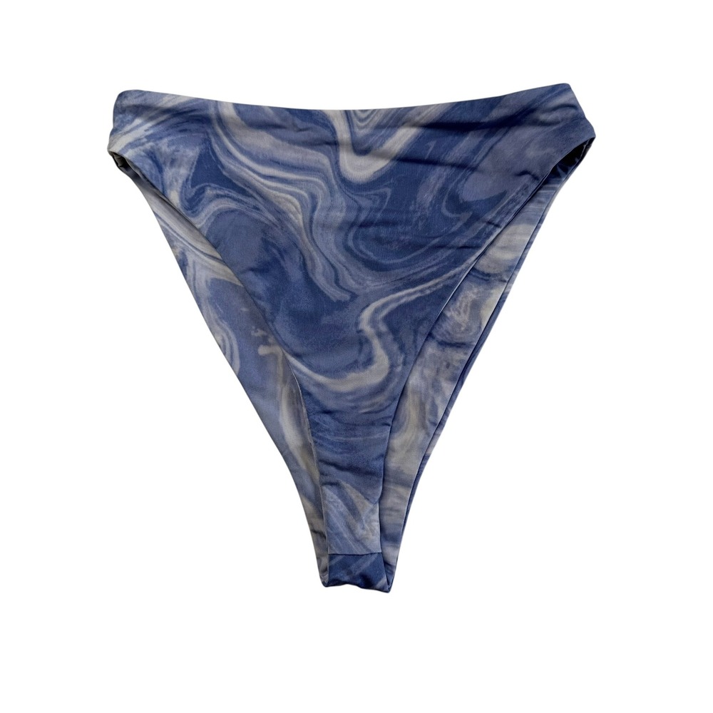 NAKED WARDROBE Bikini Bottom Blue Marble High Waist Women's XS Excellent